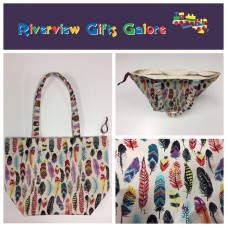 Large Tote Bag With Zip - Feathers Large Tote Bag With Zip - Feathers